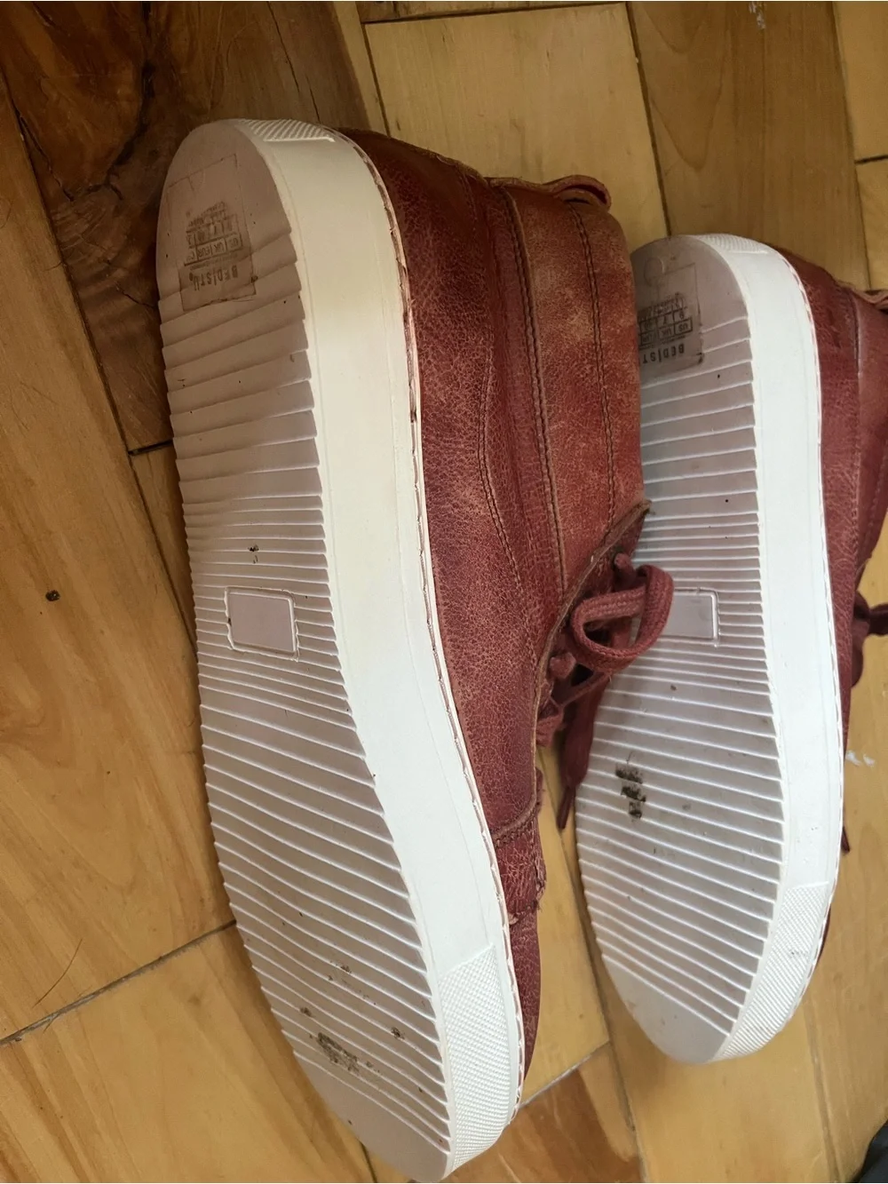 Bed Stu Women's Leather High-Top Lace-Up Sneakers in Burgundy